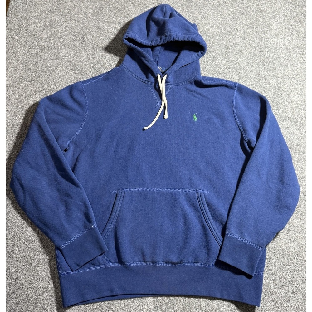 Polo Ralph Lauren Cotton-Blend Jersey Hoodie Cotton-Polyester Blue Sz Large